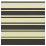 [ Thumbnail: Tan and Black Striped Pattern Fabric ]