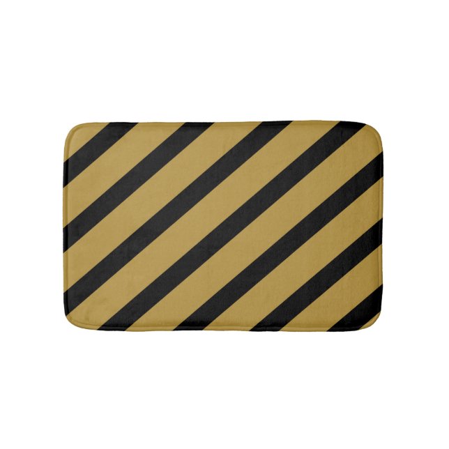 Tan and Black Stripes Bath Mat (Front)