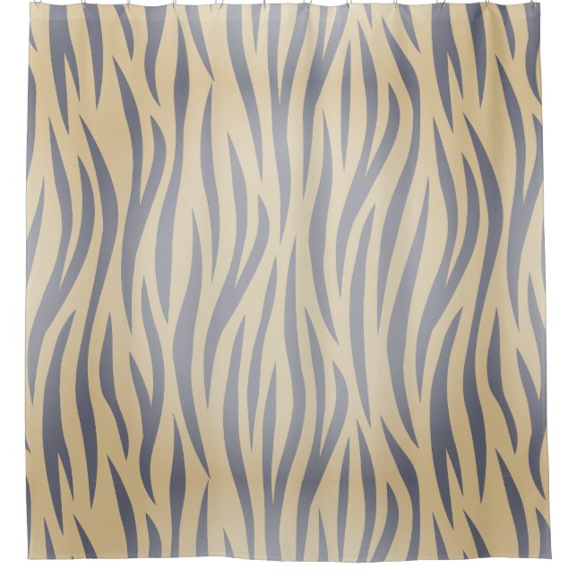 Tan and Black Zebra Stripe Shower Curtain (Front)
