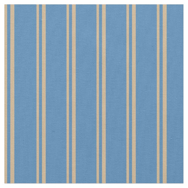 Tan and Blue Colored Stripes Fabric (Close Up)