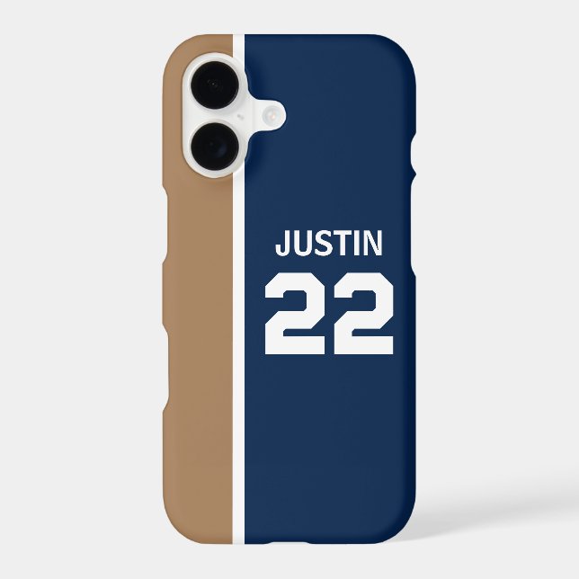 Tan and Blue Sports Theme iPhone Case (Back)