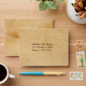 Tan and Brown Aged Paper Look Envelope for RSVP (Desk)