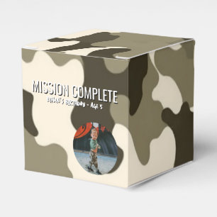 Tan and Brown Army Style Mission Complete Favor Boxes