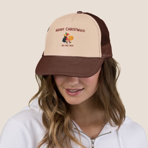 Tan and Brown Christmas Wishes Printed Classic_Cap Trucker Hat