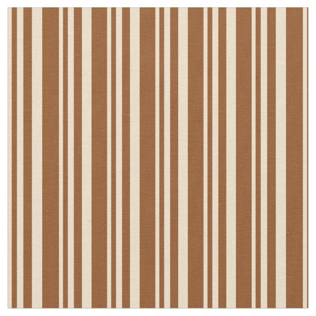Tan and Brown Colored Lines Pattern Fabric (Close Up)