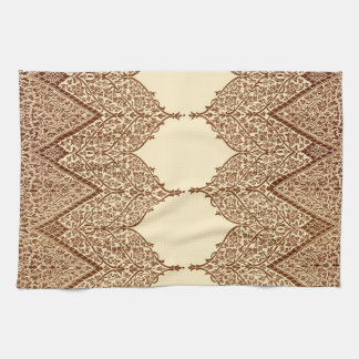 Tan and Brown Indian Lace Vintage Design Pattern Towel