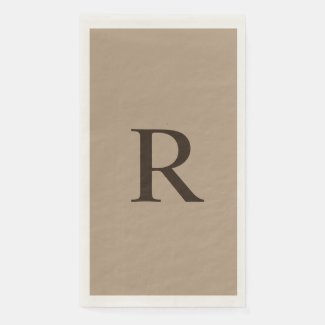 Tan and Brown Monogrammed Paper Guest Towel