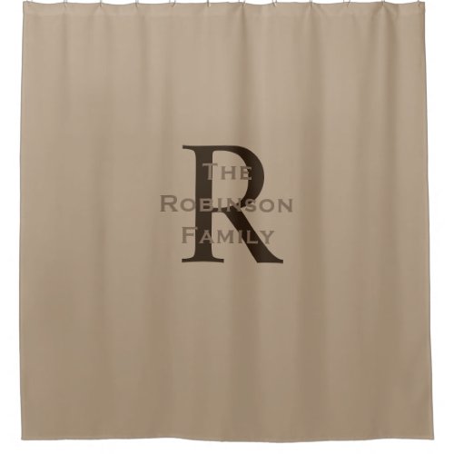 Tan and Brown Name Monogrammed  Shower Curtain