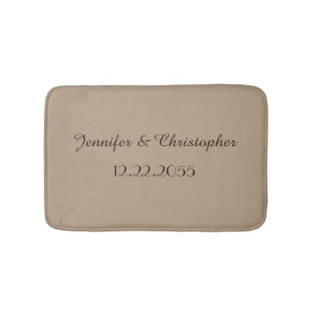 Tan And Brown Personalized Names Plush Bathroom Mat by SocolikCardShop at Zazzle