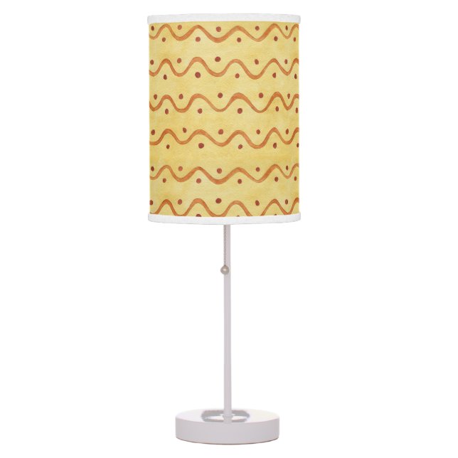 Tan and Brown Squiggle Table Lamp (Front)