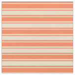 [ Thumbnail: Tan and Coral Colored Pattern of Stripes Fabric ]