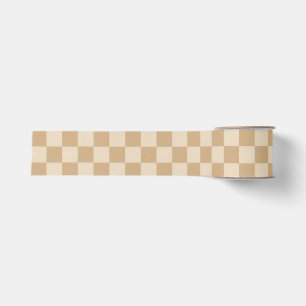 Tan and Cream Checkerboard Soft Neutral Palette Grosgrain Ribbon