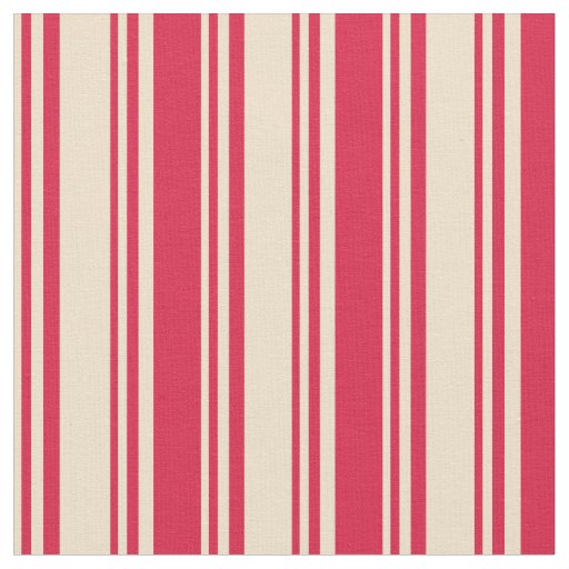 Tan and Crimson Colored Stripes Fabric