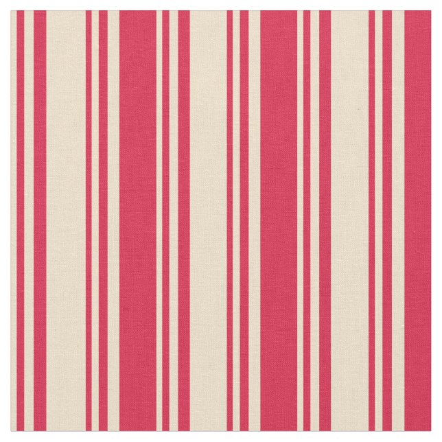 Tan and Crimson Colored Stripes Fabric (Close Up)