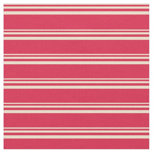 Tan and Crimson Stripes Fabric