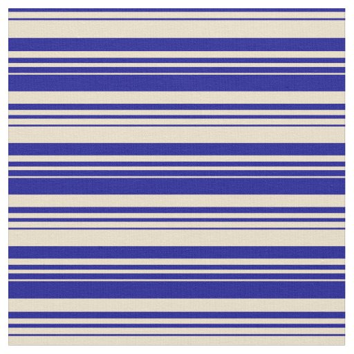 Tan and Dark Blue Lines Pattern Fabric