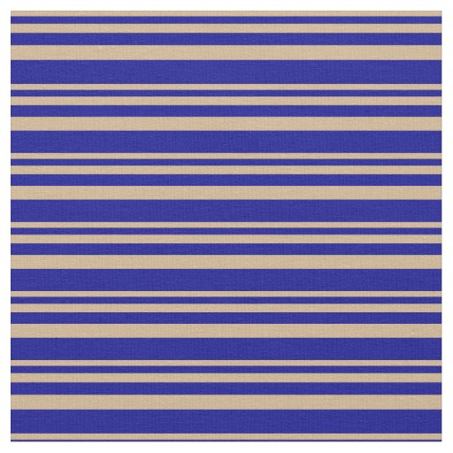 Tan and Dark Blue Pattern of Stripes Fabric