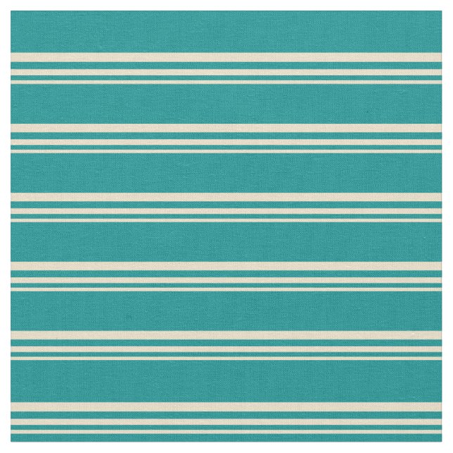 Tan and Dark Cyan Colored Pattern Fabric (Close Up)