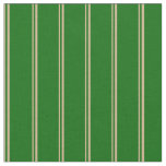 [ Thumbnail: Tan and Dark Green Colored Lines Pattern Fabric ]