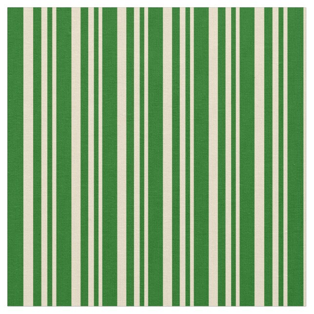 Tan and Dark Green Lines Pattern Fabric (Close Up)