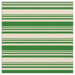 [ Thumbnail: Tan and Dark Green Lines Pattern Fabric ]