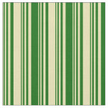 [ Thumbnail: Tan and Dark Green Lines/Stripes Pattern Fabric ]