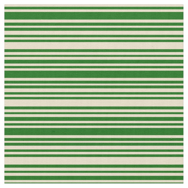 Tan and Dark Green Lines/Stripes Pattern Fabric (Close Up)