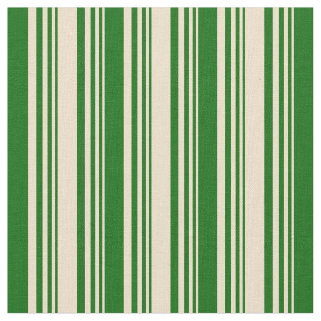Tan and Dark Green Pattern Fabric (Close Up)