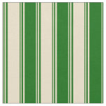 [ Thumbnail: Tan and Dark Green Striped Pattern Fabric ]