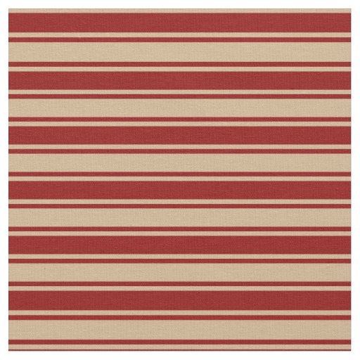 Tan and Dark Red Colored Striped Pattern Fabric