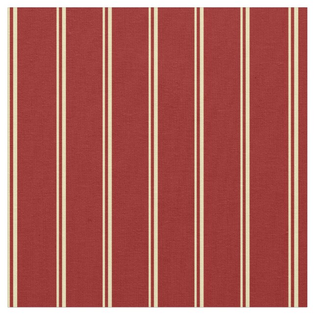 Tan and Dark Red Stripes/Lines Pattern Fabric (Close Up)