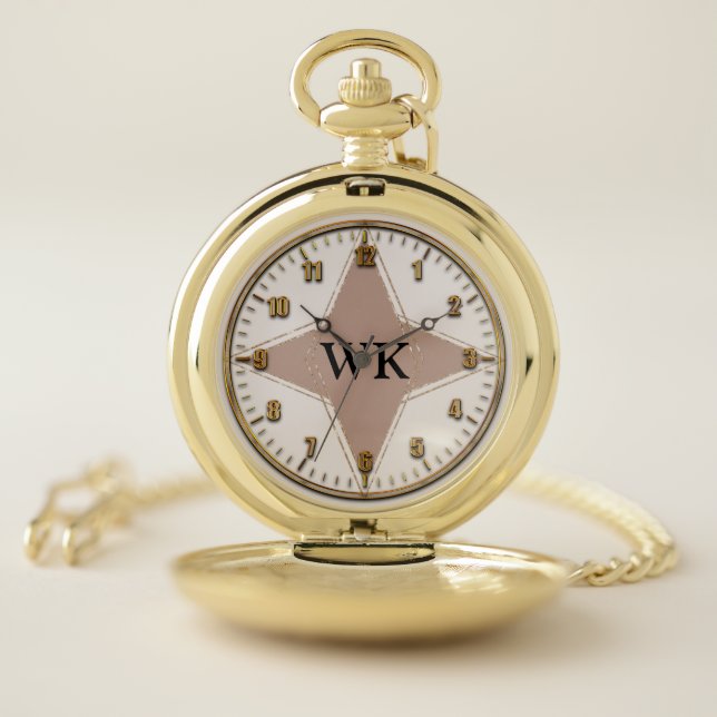 Tan and Gold Monogrammed Pocket Watch (Inside)