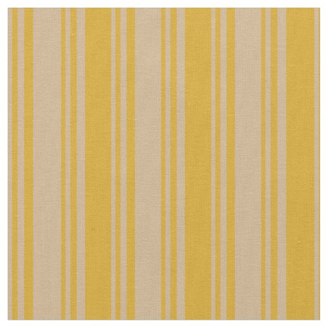 Tan and Goldenrod Lines/Stripes Pattern Fabric (Close Up)