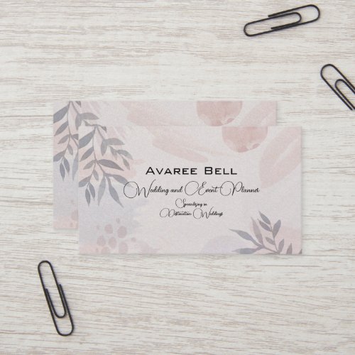 Tan and Gray Floral  Wedding and Event Planner  Business Card