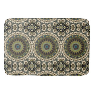Tan And Green Abstract Bath Mat