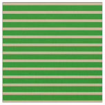 [ Thumbnail: Tan and Green Colored Pattern of Stripes Fabric ]