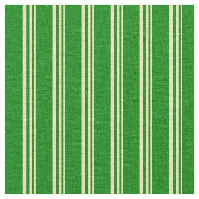 Tan and Green Colored Stripes Fabric (Close Up)