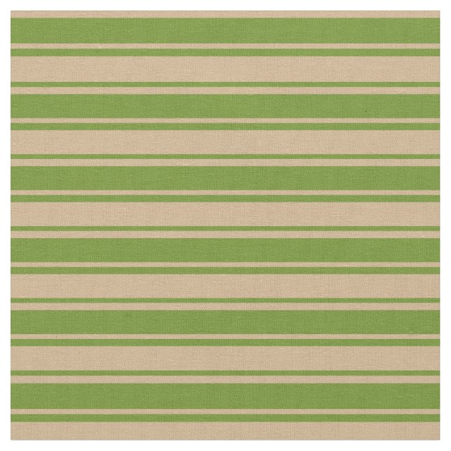 Tan and Green Colored Stripes Pattern Fabric (Close Up)