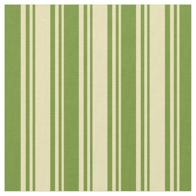 Tan and Green Lined Pattern Fabric (Close Up)