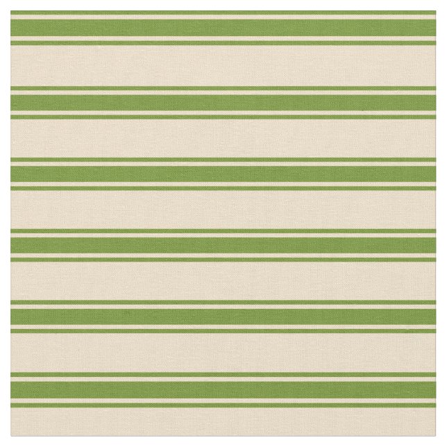 Tan and Green Lined Pattern Fabric (Close Up)