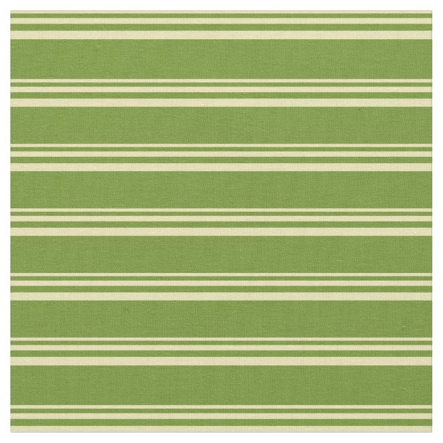 Tan and Green Lines Pattern Fabric (Close Up)