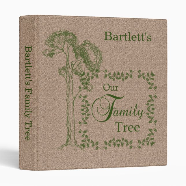 Tan and Green Our Family Tree Binder (Front/Spine)