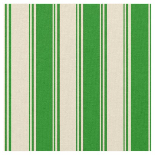 Tan and Green Pattern of Stripes Fabric