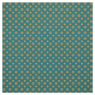 Tan and Green Quirky Polka Dots on Teal Pattern Fabric
