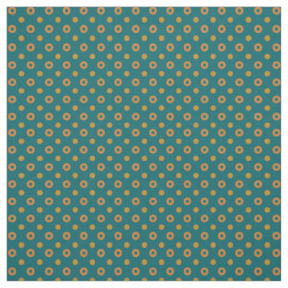 Tan and Green Quirky Polka Dots on Teal Pattern Fabric