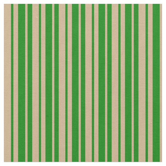 Tan and Green Stripes/Lines Pattern Fabric (Close Up)