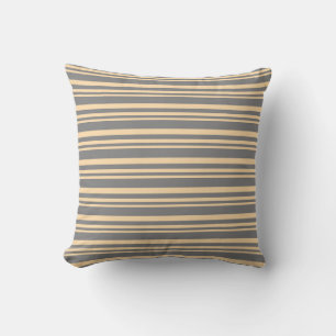 Tan and Grey Lines/Stripes Pattern Throw Pillow