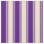 [ Thumbnail: Tan and Indigo Colored Lines Fabric ]