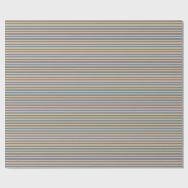 Tan and Light Slate Gray Stripes Pattern Wrapping Paper (Flat)