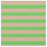 [ Thumbnail: Tan and Lime Green Colored Striped Pattern Fabric ]